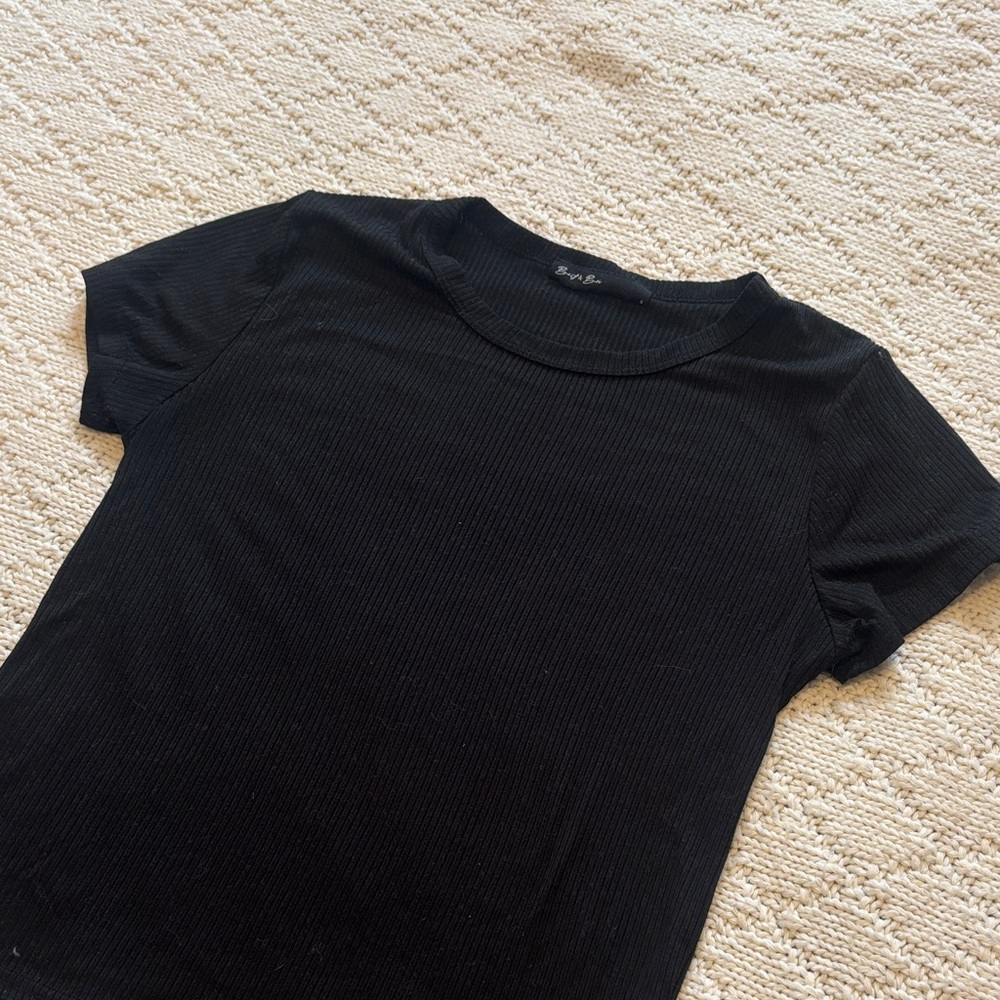 Black Ribbed T-Shirt - Picture 3 of 6